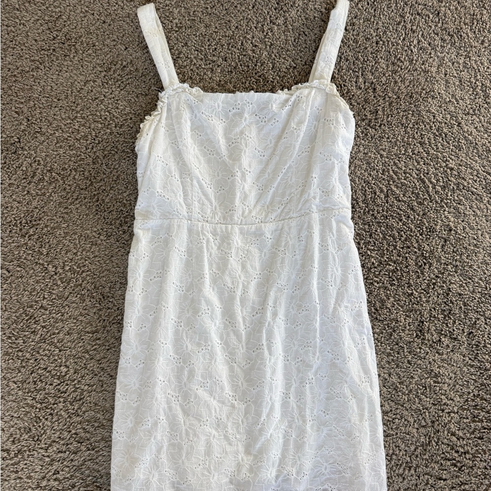 Aqua White Eyelet Mini Dress